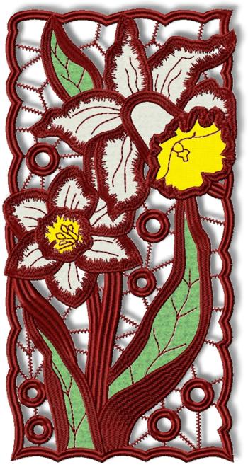 Cutwork Lace Applique Daffodil Panel