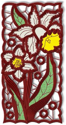 Cutwork Lace Applique Daffodil Panel