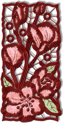 Cutwork Lace Applique Apple Blossom Panel