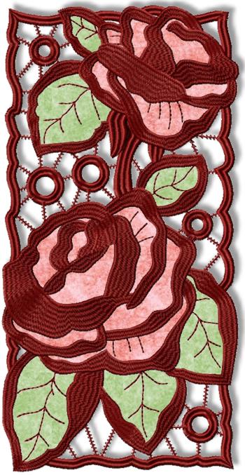 Cutwork Lace Applique Rose Panel