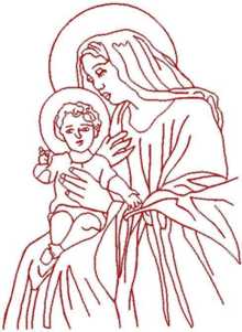 Madonna and Child Redwork