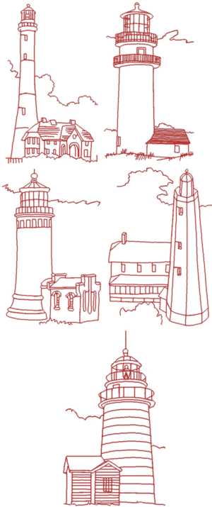 Lighthouse Redwork Set