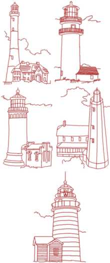 Lighthouse Redwork Set