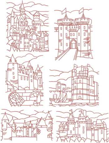 Castles Redwork Set