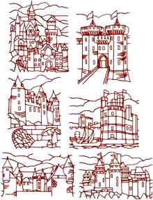 Castles Redwork Set