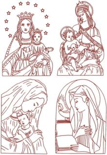 Madonna and Child Redwork Set