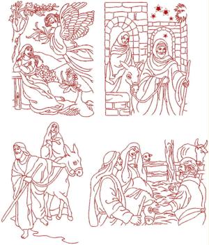 Nativity Redwork Set