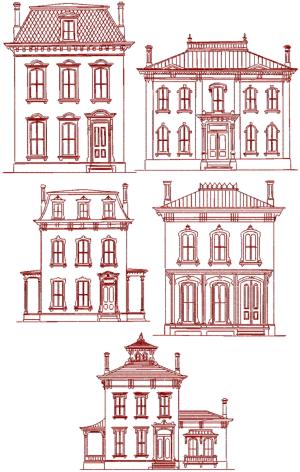 Victorian House Redwork Set