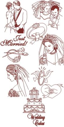 Wedding Redwork Set