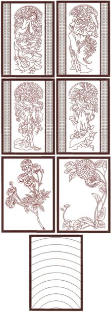 Seasons by Alphonse Mucha Redwork Quilt Blocks