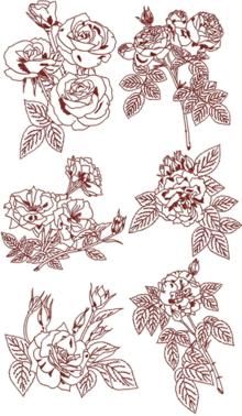 Rose Redwork Set II