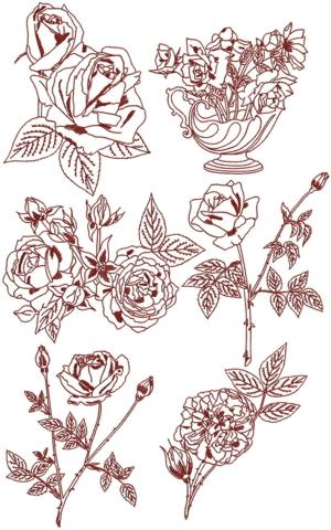 Rose Redwork Set IV