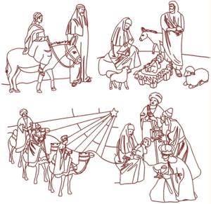 Nativity Redwork Set V