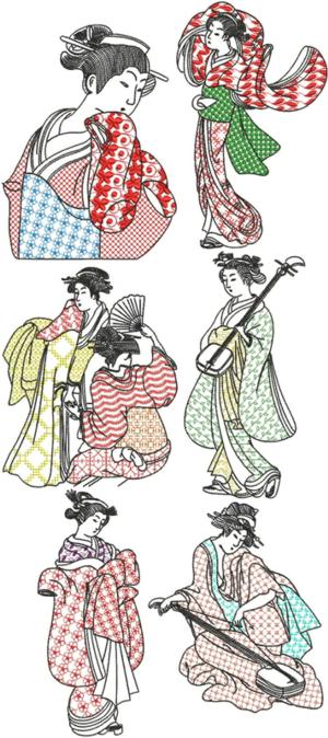 Geisha Blackwork Set I