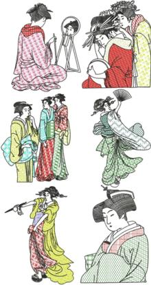 Geisha Blackwork Set II