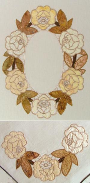 Rose Wreath and Corner Applique Set