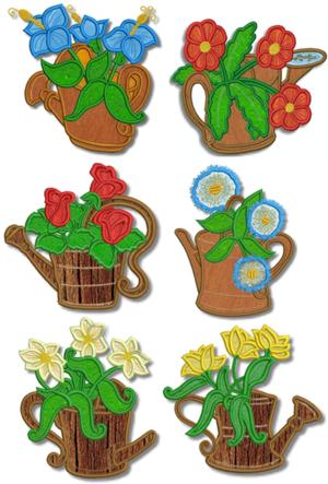 Watering Can Applique Set