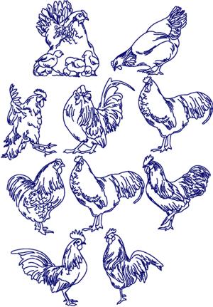 Bluework Chicken Set