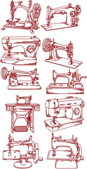 Sewing Machine Redwork Set