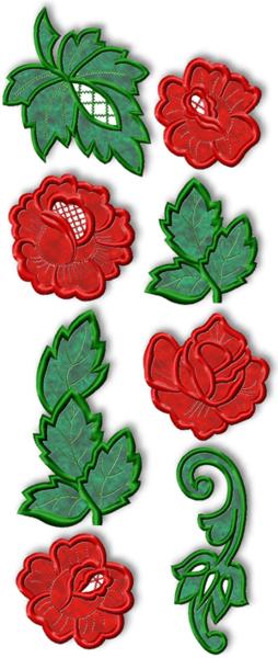Roses and Leaves Applique Set