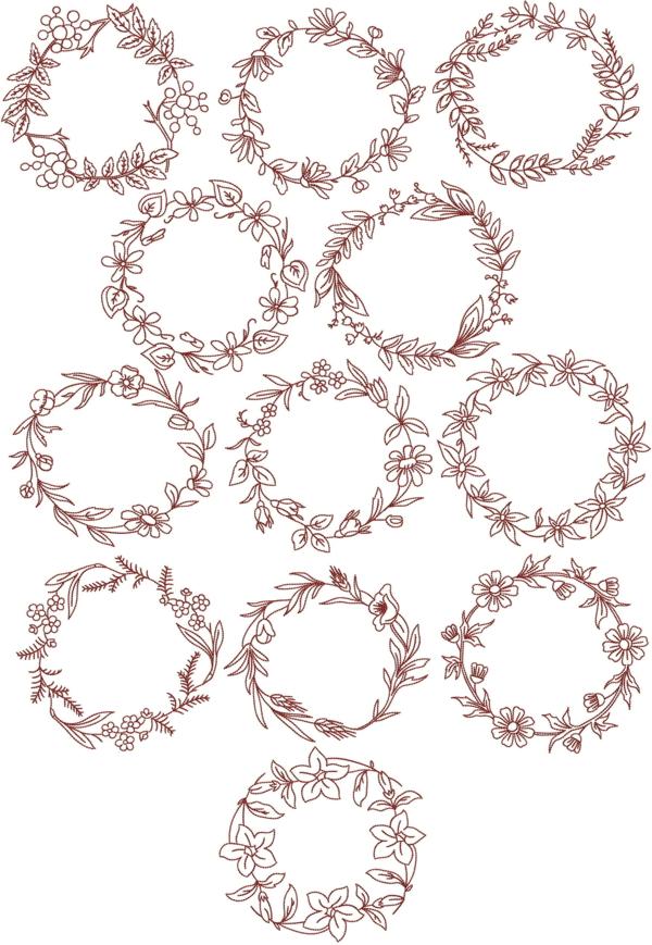 Flower wreath - embroidery pattern