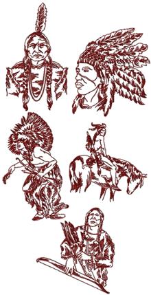 Redwork Native American Set II