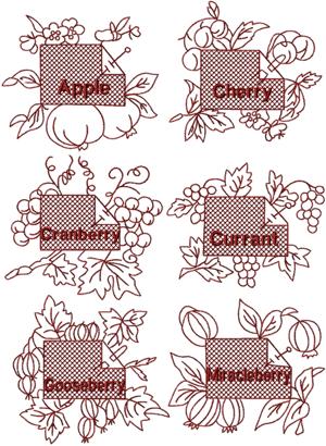 Redwork Fruit Label Set I