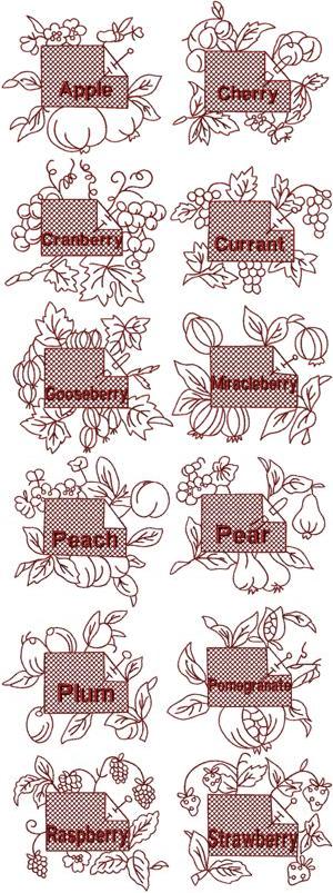 Redwork Fruit Label Sets I & II