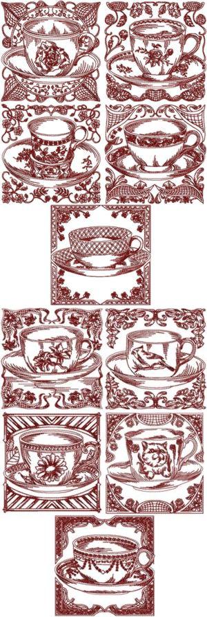 Redwork Tea Cup Sets I & II