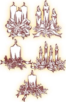 Christmas Candle Redwork Set II