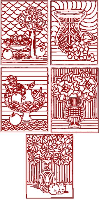 Fruits and Flowers Trapunto Quilting Block Set II