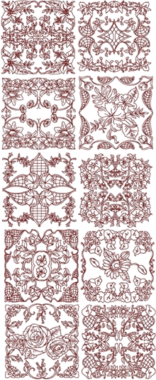 Redwork Flower Medallion Set II