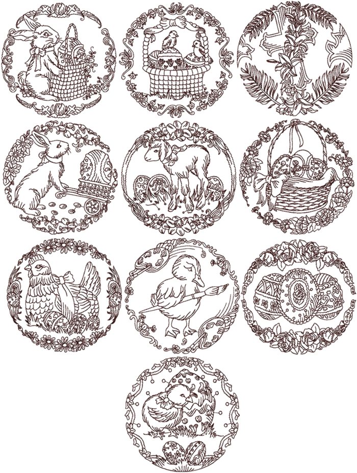 Advanced Embroidery Designs Easter Redwork Round Block Set,Manish Malhotra Designs
