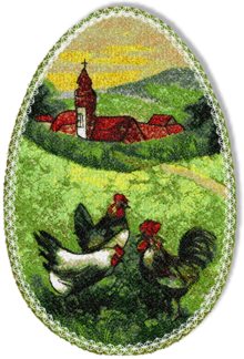 Easter Egg with Chickens Machine Embroidery Design