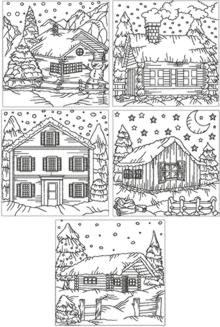 Redwork Winter Cottage Set 