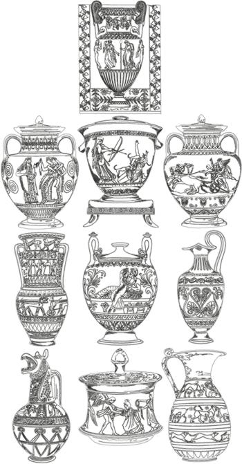 One-Color Ancient Greek Vase Set
