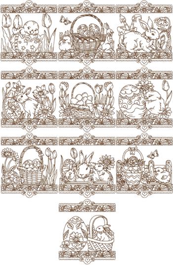 Redwork Easter Border Set