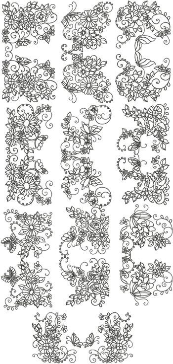 Advanced Embroidery Designs - Vignette Flower Border Set