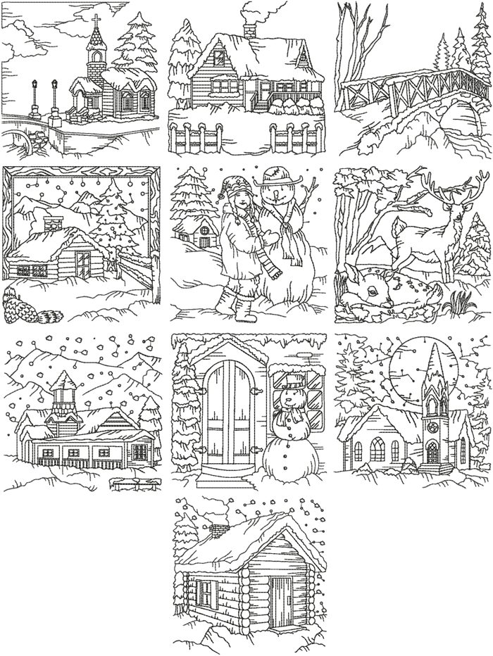 Download Advanced Embroidery Designs - One-Color Winter Scene Set