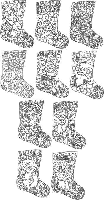 Redwork Christmas Stocking Set