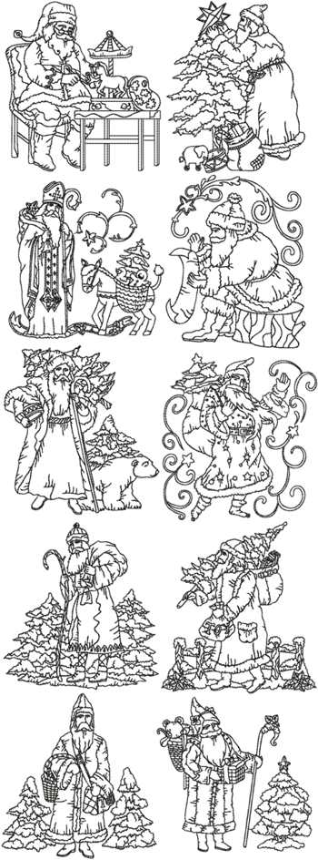 Download Advanced Embroidery Designs - Redwork Vintage Santa Set