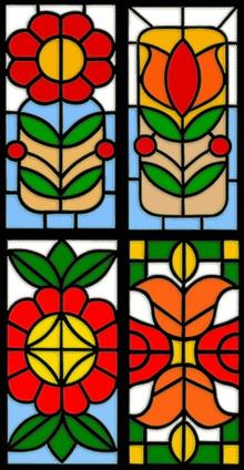 Stained Glass Applique Flower Block Set