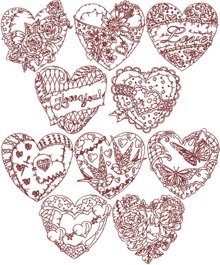 One-Color Valentine Heart Set