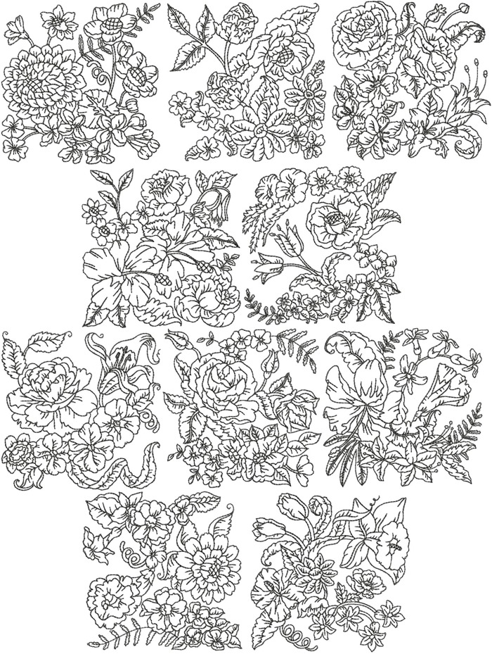 Download Advanced Embroidery Designs - One-Color Spring Flower Set
