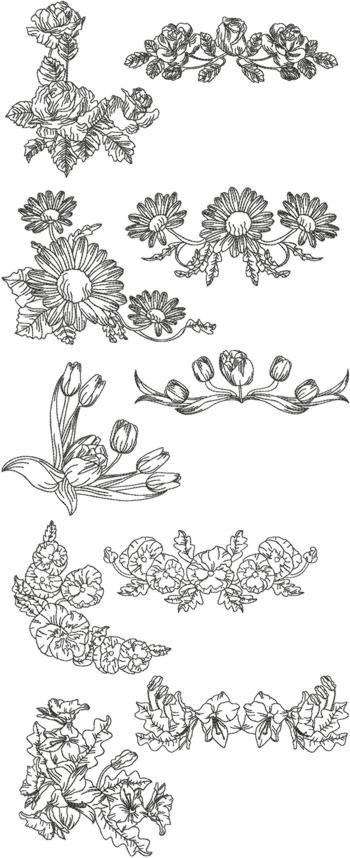 One-Color Flower Border Set