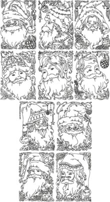 One-Color Santa Postcard Set