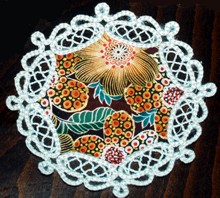 Freestanding Applique Doily with Point Lace Border. Machine Embroidery Design