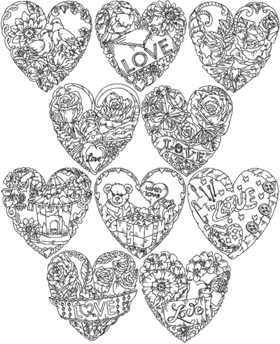 One-Color Valentine Heart Set