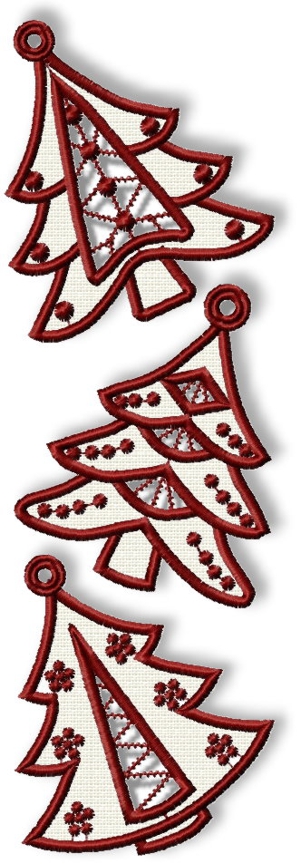 Cutwork Lace Christmas Tree Set