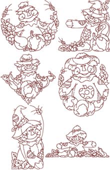 One-Color Scarecrow Machine Embroidery Designs